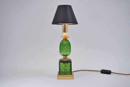 Maison Charles pineapple lamp, crystal & gilt bronze, 1950`s ca, French